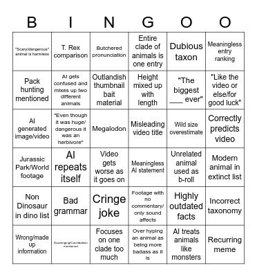 Remastered AI dino sludge (Concept by Fishstickonastick) Bingo Card