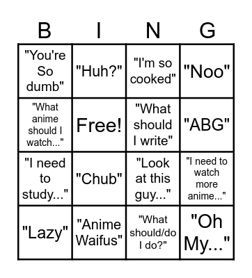Christopher Bingo Card