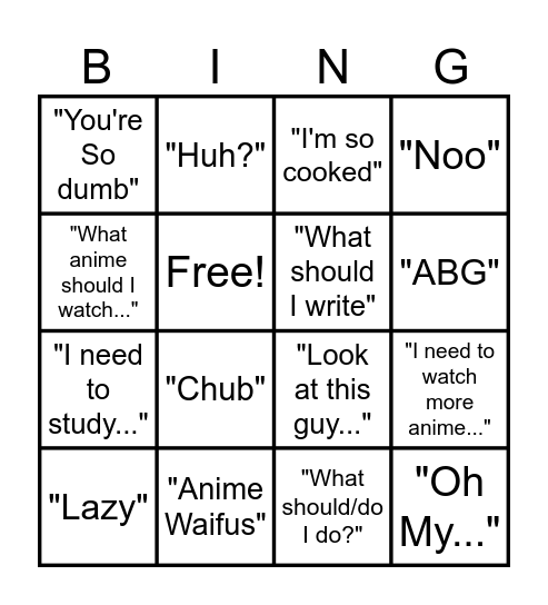 Christopher Bingo Card
