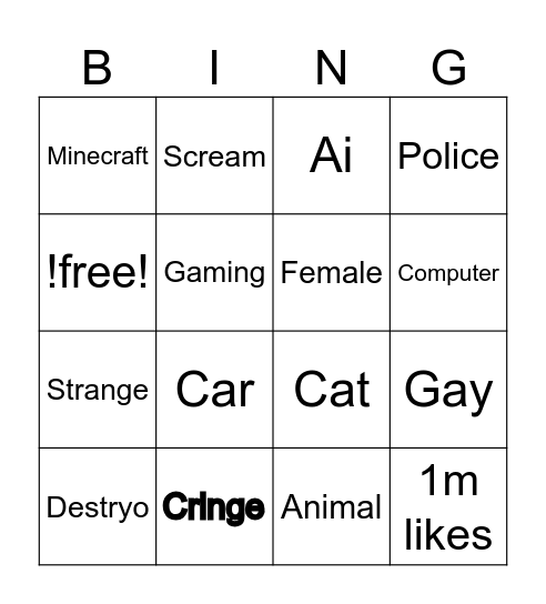 Yet Shorts Bingo Card