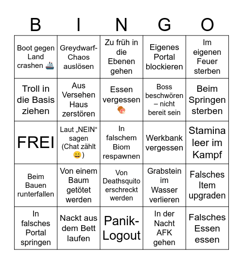 Valheim Bingo Chaos Bingo Card