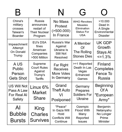 2026 Bingo Card