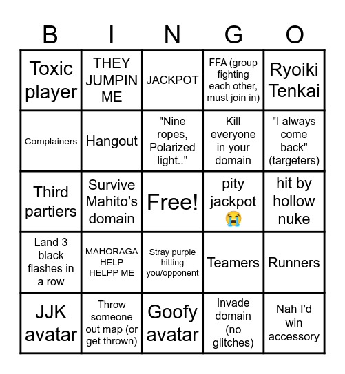 JJS Bingo Card