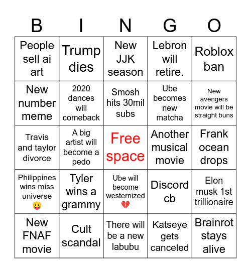 2026 Bingo Card