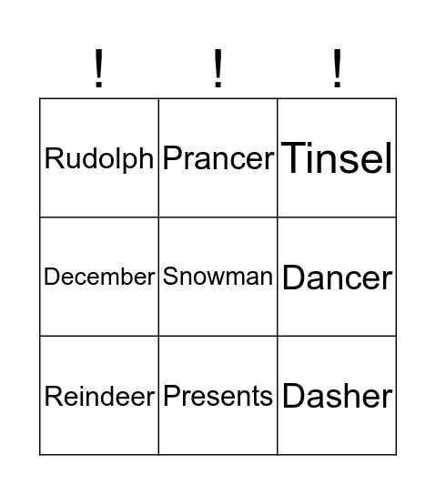 Christmas Bingo Card