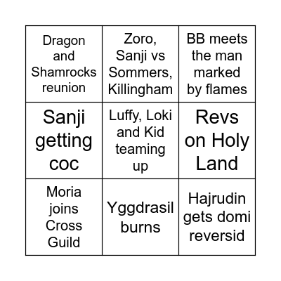 One Piece 2026 Bingo Card