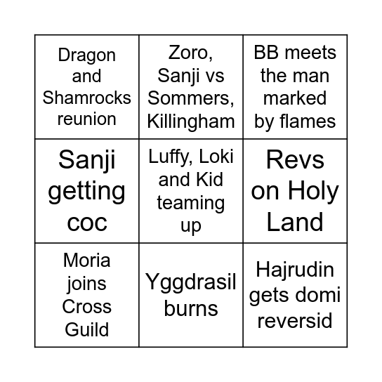One Piece 2026 Bingo Card
