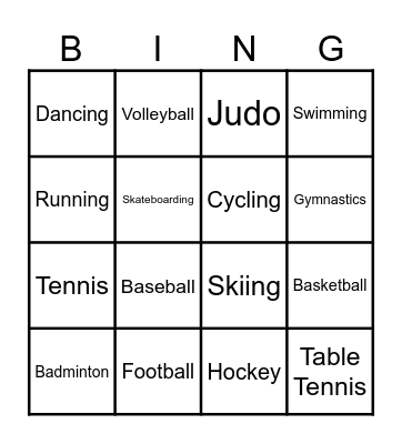 Sports Bingo Card