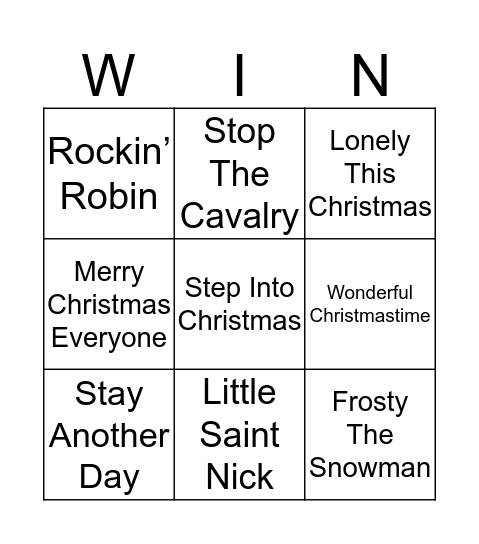 Peebles Christmas Bingo! Bingo Card