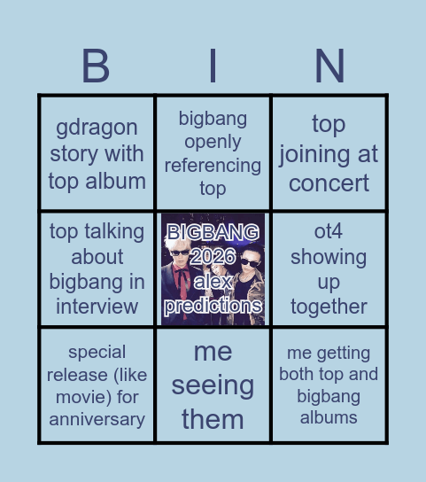 alex ot4 bigbang predictions Bingo Card