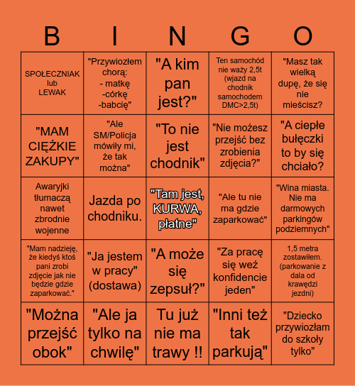 PATOPARKINGOWE Bingo Card