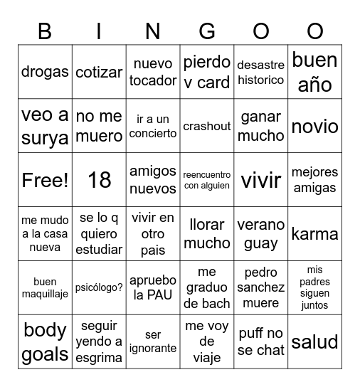 BINGO 2026 (manifestando) Bingo Card