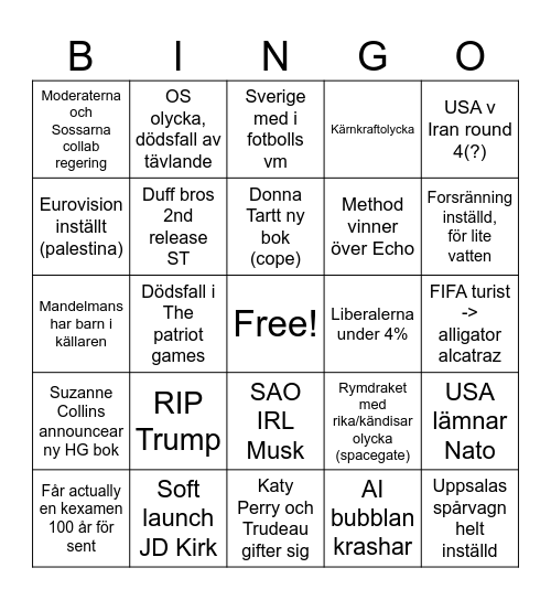 2026 bingo Card