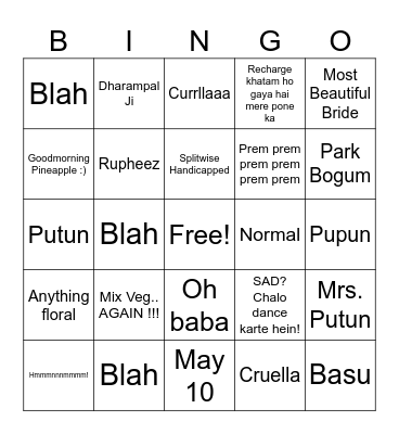 Pulu Bachelorette Bingo Card