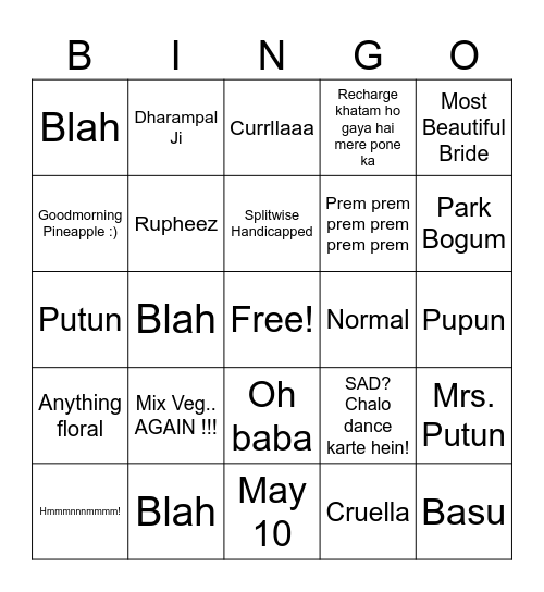 Pulu Bachelorette Bingo Card