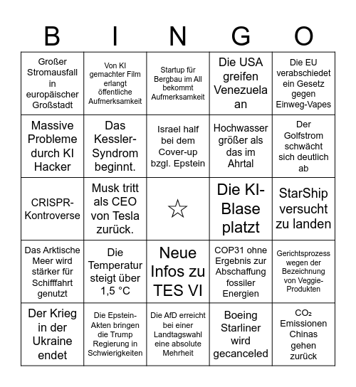 2026 Bingo Card