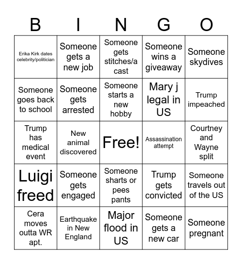 2026 Bingo Card
