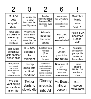 2026 Bingo Card