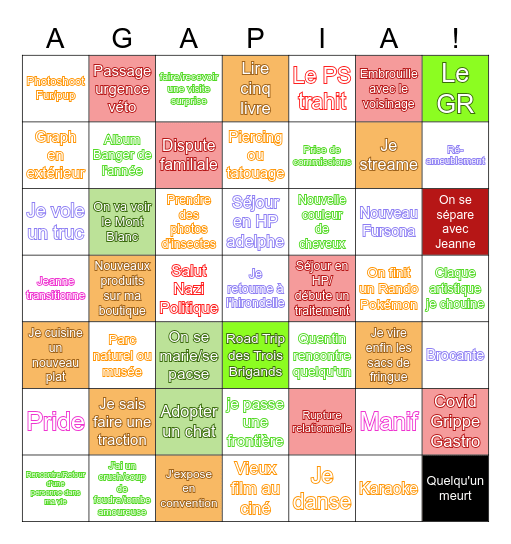 Année 2026 Bingo Card