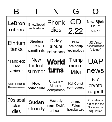 2026 Bingo Card
