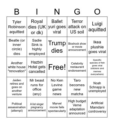 2026 Bingo Card