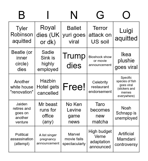 2026 Bingo Card