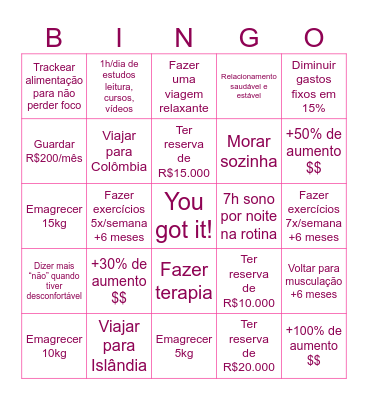 2026 Bingo Board Bingo Card