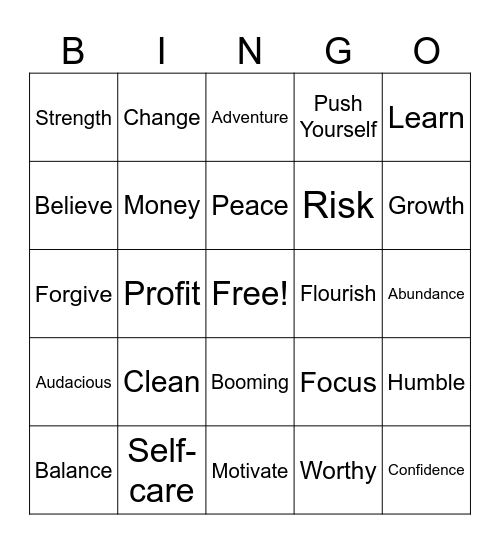 Be Positive Bingo Card