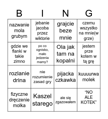 Jacobowe Bingo 2026 wersja noworoczna Bingo Card