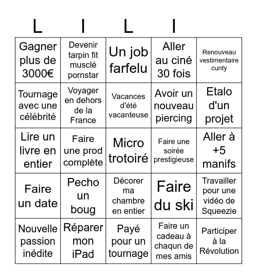 Bingo 2026 Lilian Bingo Card