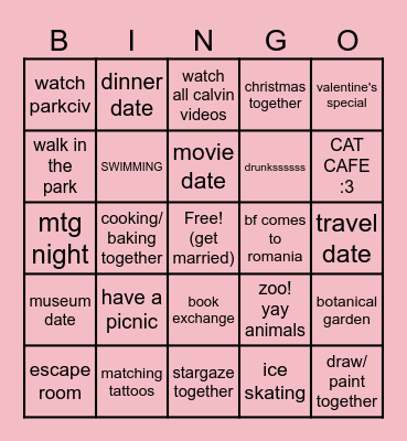 2026 Relationship Resolutions!! Bingo Card
