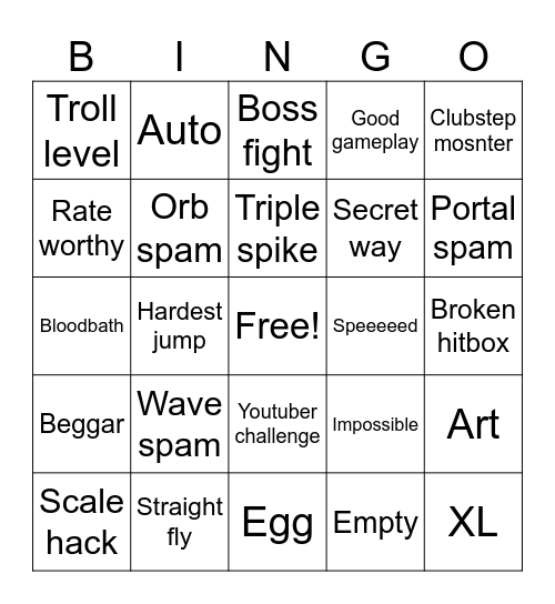 GEO DASH BINGO Card