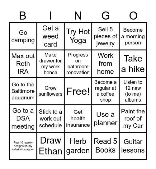 Victoria's 2026 Bingo Card