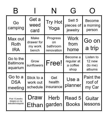 Victoria's 2026 Bingo Card