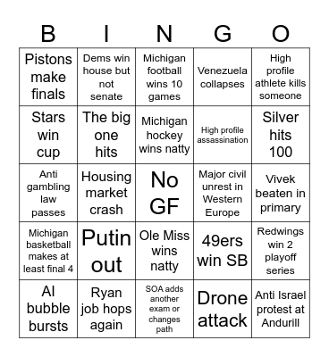 2026 Bingo Card