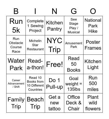 Lisa's 2026 Bingo Card Bingo Card