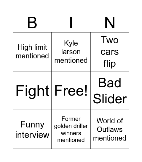 Tulsa Bingo Card
