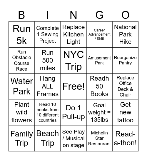 Lisa's 2026 Bingo Card