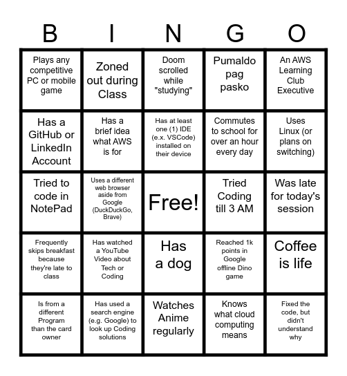 Aninag Sa Cloud Bingo Card