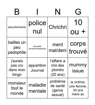 Faite entrer l'accusé Bingo Card