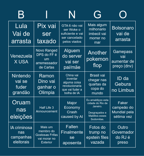Bingo absurdo do Jotas Bingo Card