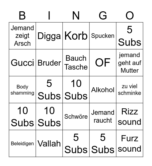 Frankfurt Tinder Bingo Card