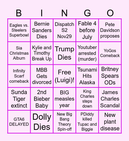 2026 Bingo Card