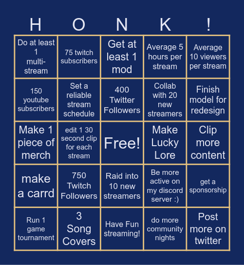 Honks 2026 Bingo! Bingo Card