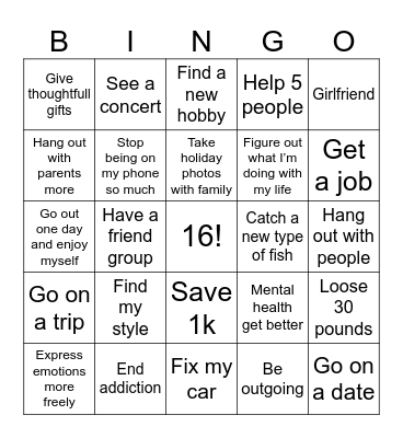 My 2026 bingo card Bingo Card