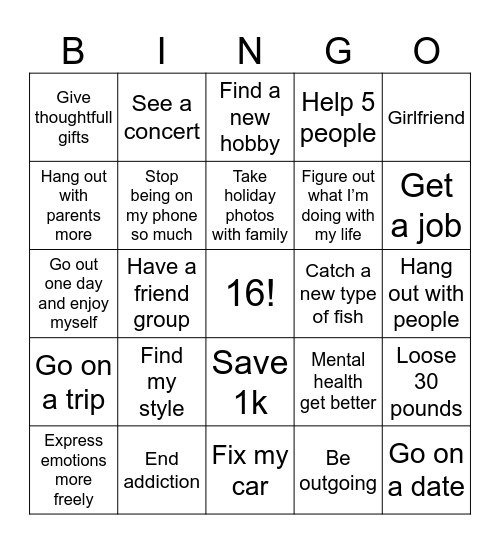 My 2026 bingo card Bingo Card