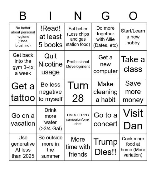 2026 Bingo Card