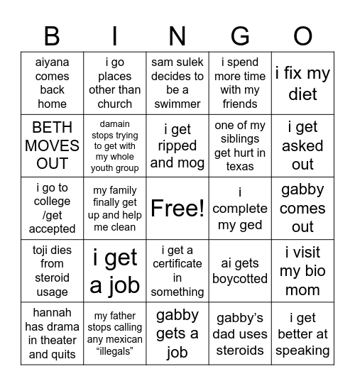 2026 bingo! Bingo Card