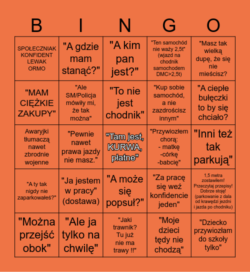 PATOPARKINGOWE Bingo Card