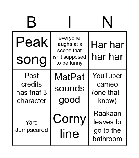 Untitled Bingo Card